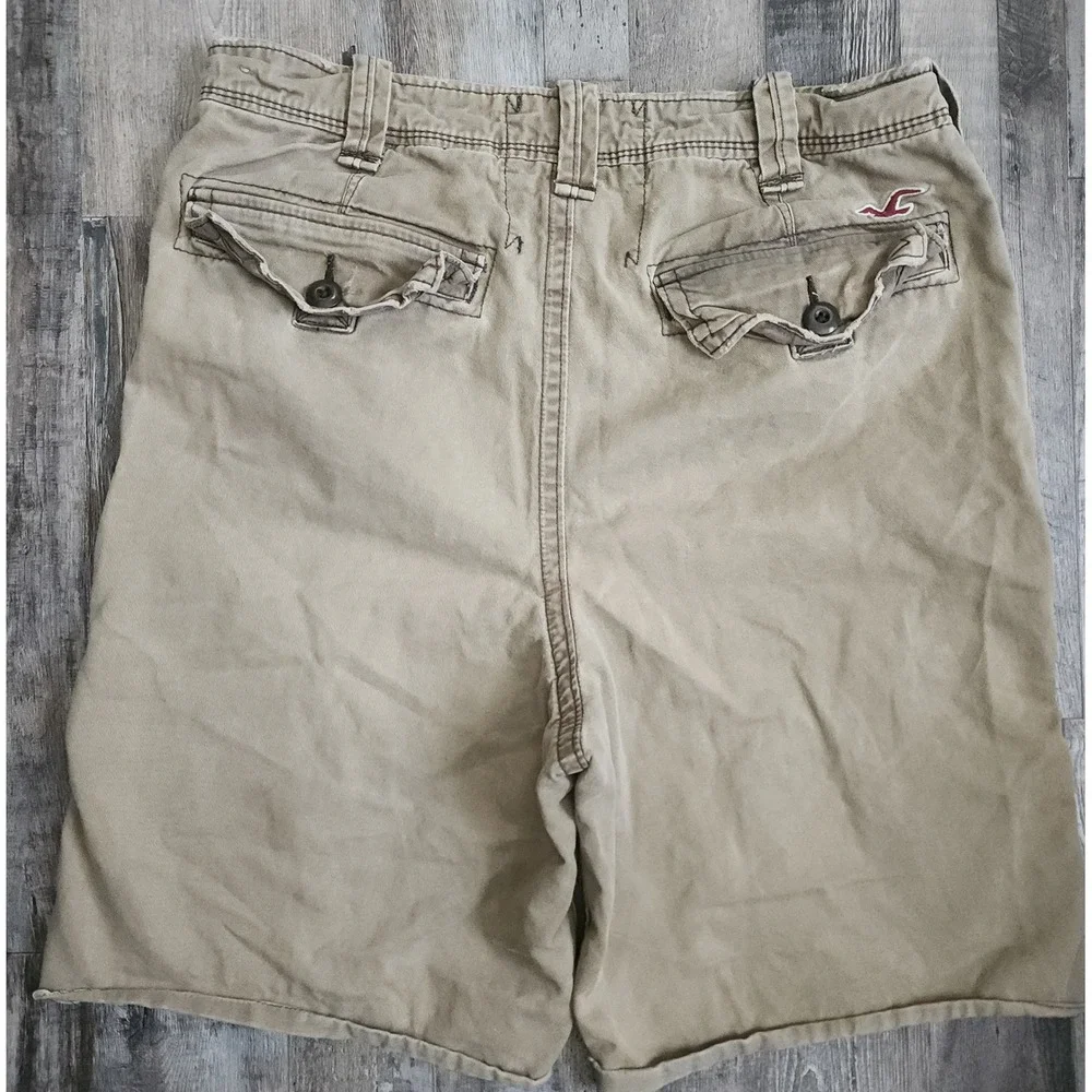 Hollister Cargo Shorts Mens 30 Khaki Tan Cotton Twill Casual Summer Outdoor